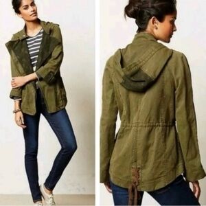 Anthropologie Hei Hei Boho Slouchy Utility/ Cargo Jacket Green Lace Extra Small